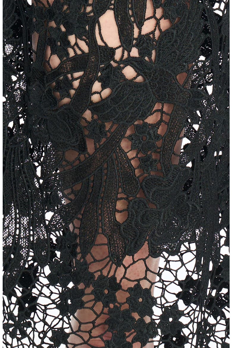 Crystal Embellished Lace Wide Leg Jeans, Alternate, color, BLACK