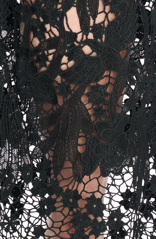 Bayeas Crystal Embellished Lace Wide Leg Jeans In Black