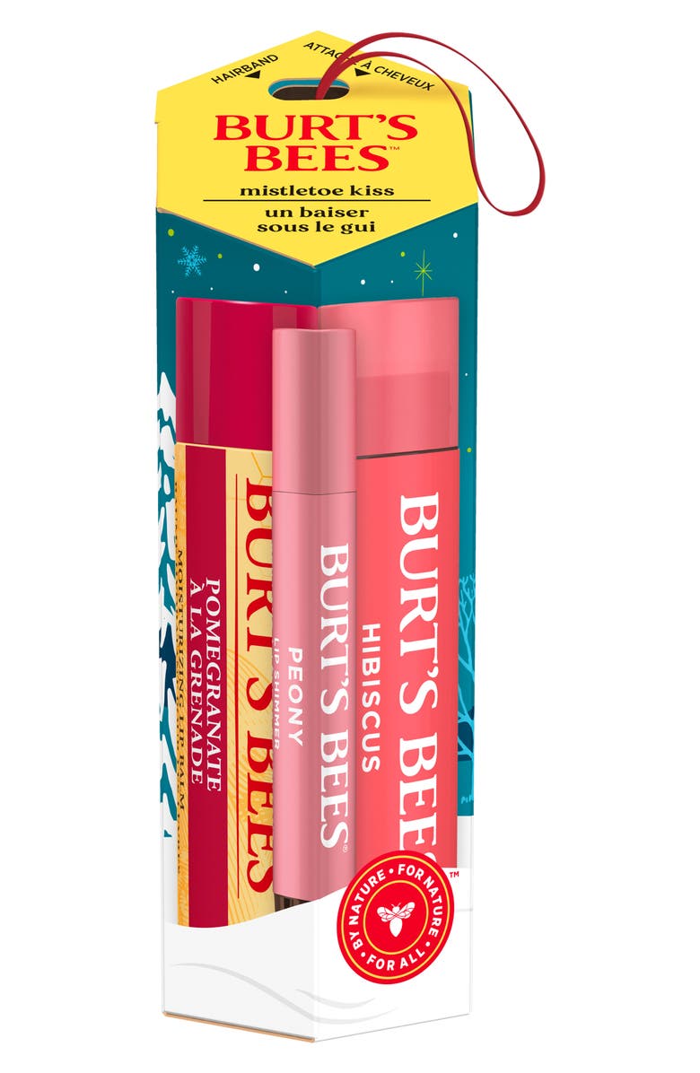 Burt's Bees Mistletoe Kiss Lip Balm & Lip Shimmer Gift Set, Main, color, Pink