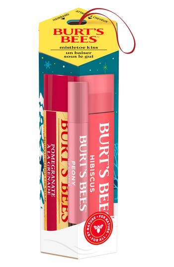 Burt's Bees Mistletoe Kiss Lip Balm & Lip Shimmer Gift Set In Pink