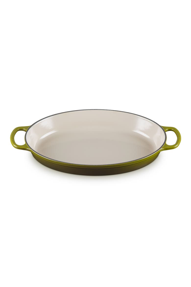 Signature 3 Quart Enameled Cast Iron Oval Baker, Main, color, OLIVE