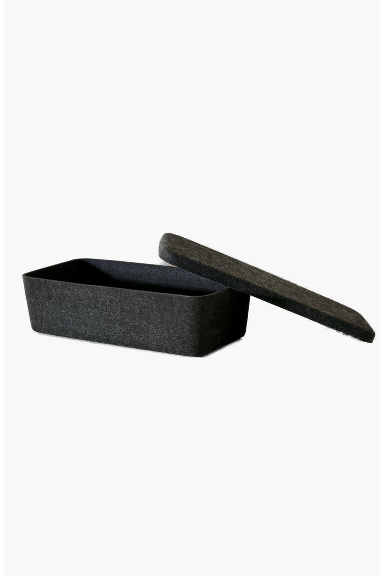 The Sculpted Bin - Long with Lid, Alternate, color, Carbon - Set of 3