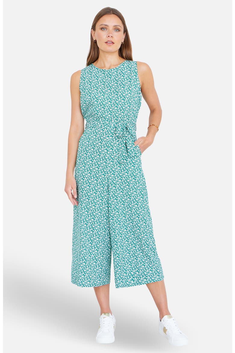 Ditsy Culotte Jumpsuit, Alternate, color, Green