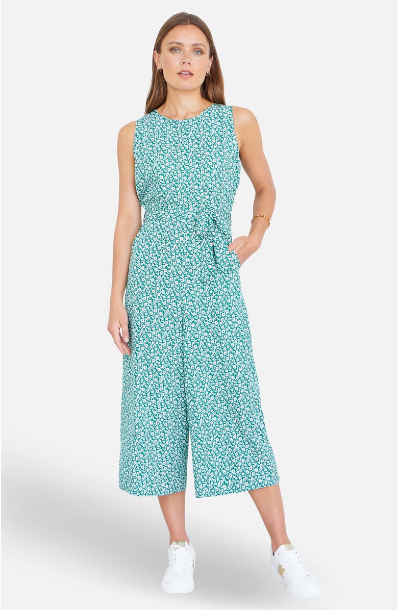 Yumi Ditsy Culotte Jumpsuit, Alternate, color, Green