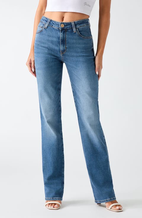 Sexy Mid Rise Straight Leg Jeans