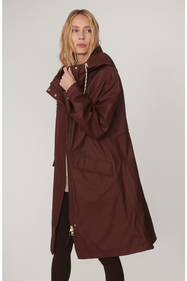 Tovera Long Rain Jacket, Alternate, color, MAHOGANY