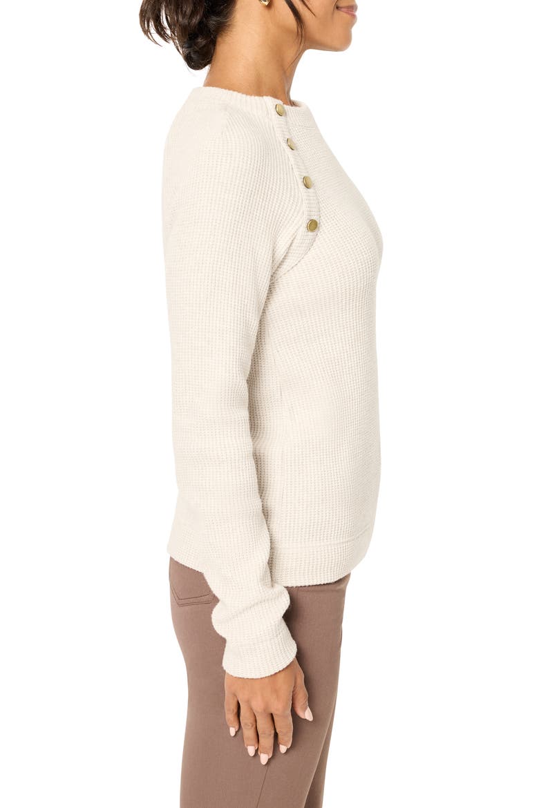 Thermal Knit Button Top, Alternate, color, SUGAR COOKIE