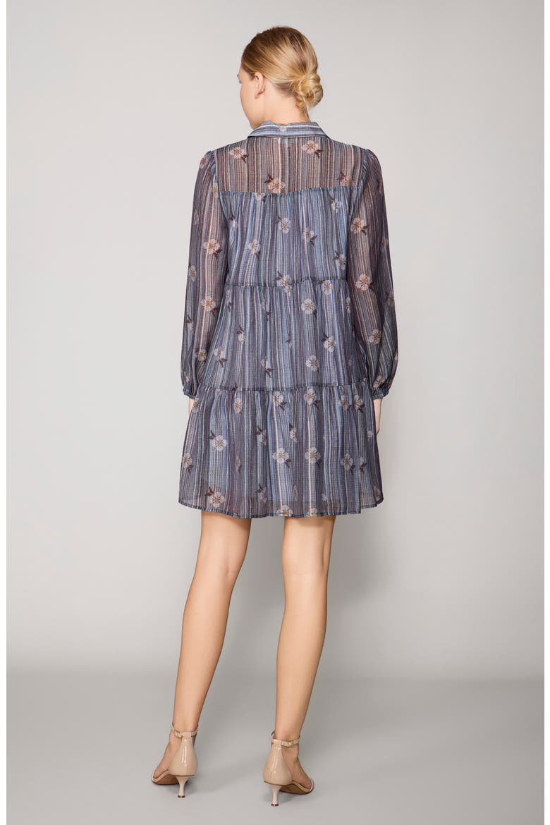 Print Tiered Mini Shirtdress, Alternate, color, DENIM BLUE MULTI