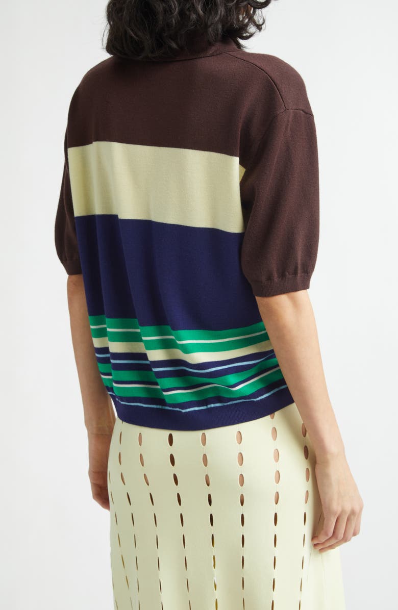 ZANKOV Luke Stripe Merino Wool Polo, Alternate, color, Rust Multi