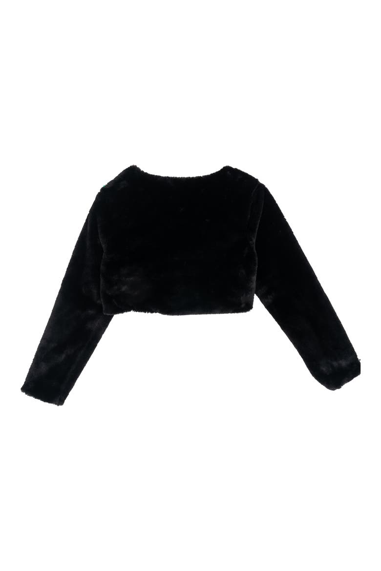 Kids' Faux Fur Jacket, Alternate, color, BLACK
