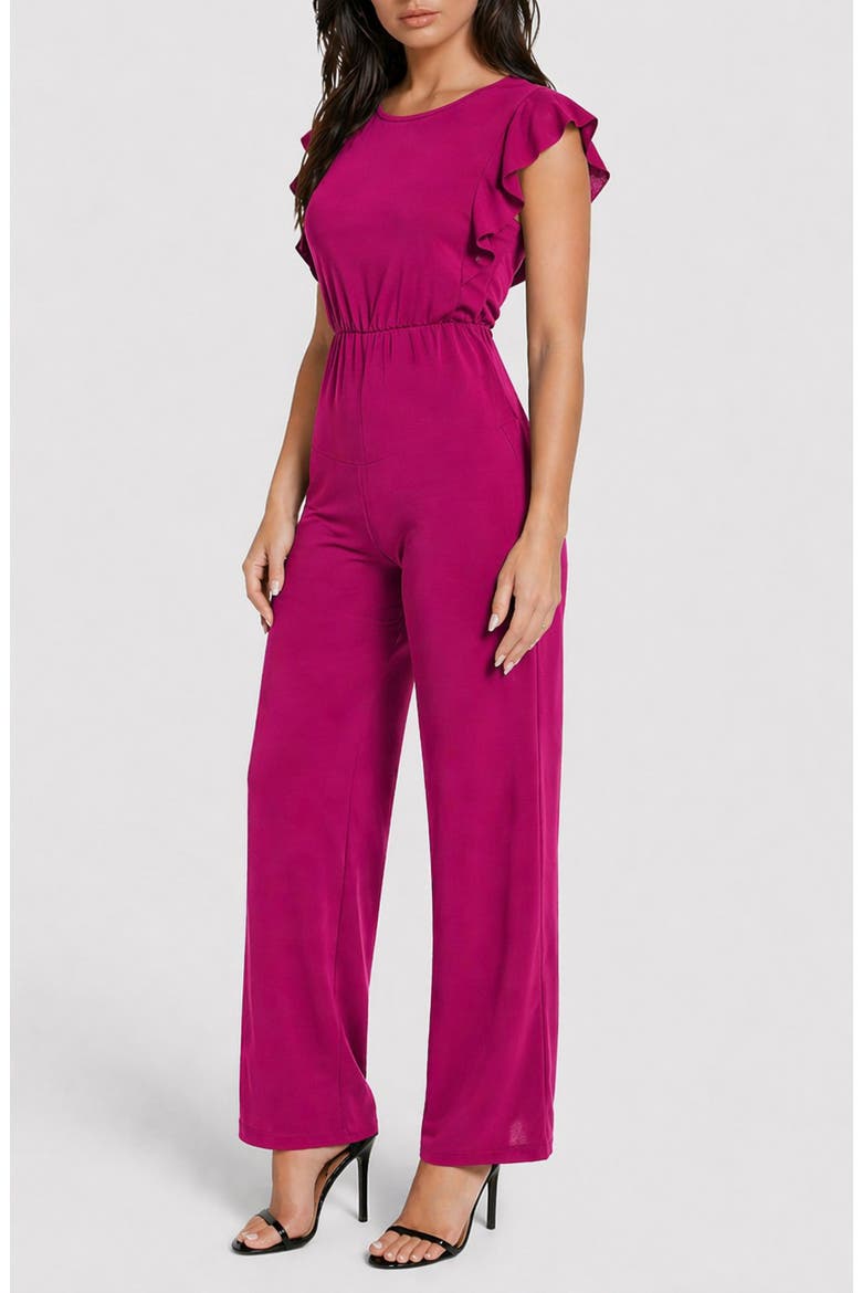 Flutter Sleeve Wide Leg Jumpsuit, Alternate, color, MAGENTA