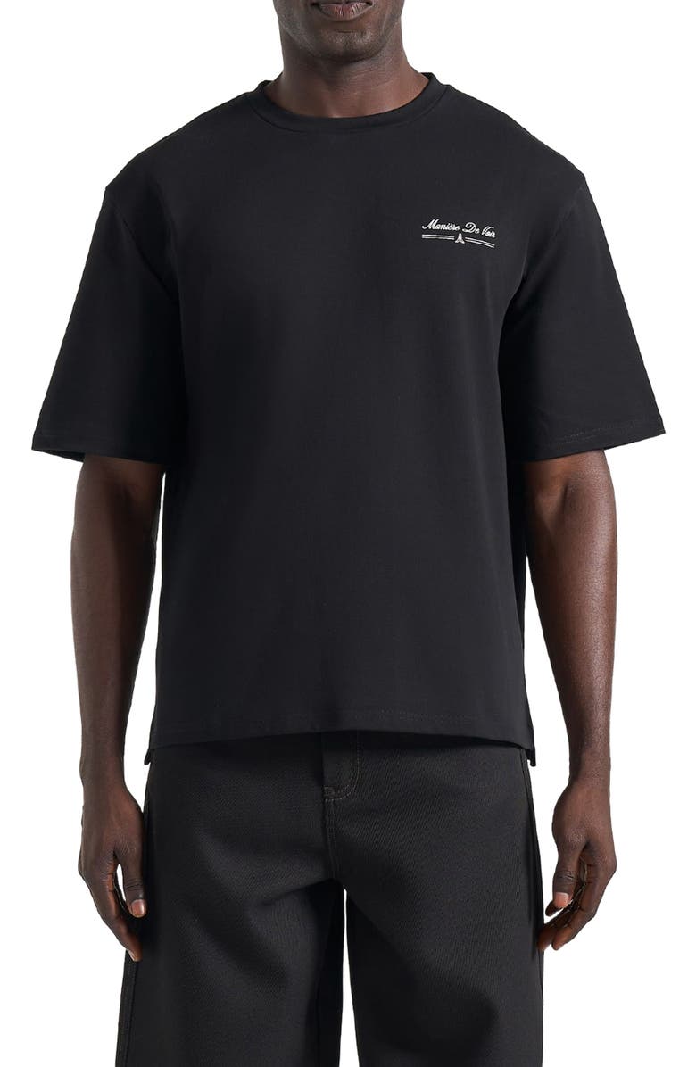 Manière De Voir Kian Circuit De Monaco Cotton T-Shirt, Alternate, color, Black