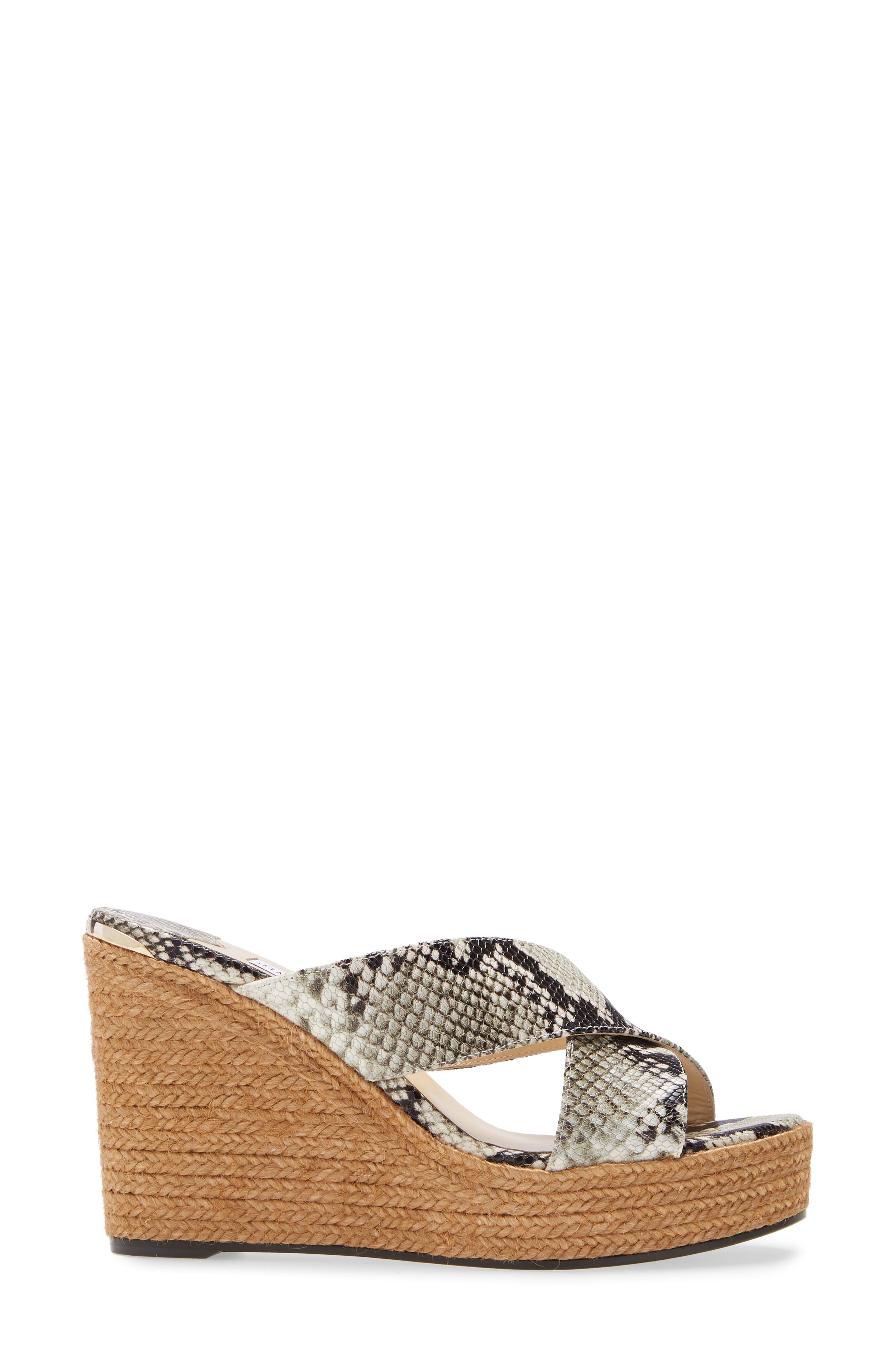 Jimmy Choo Dovina Snake Embossed Espadrille Platform Wedge, Alternate, color, 