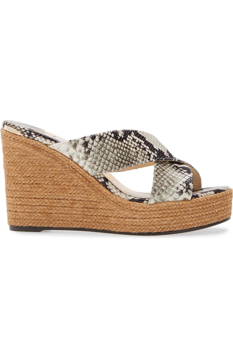 Jimmy Choo Dovina Snake Embossed Espadrille Platform Wedge, Alternate, color,