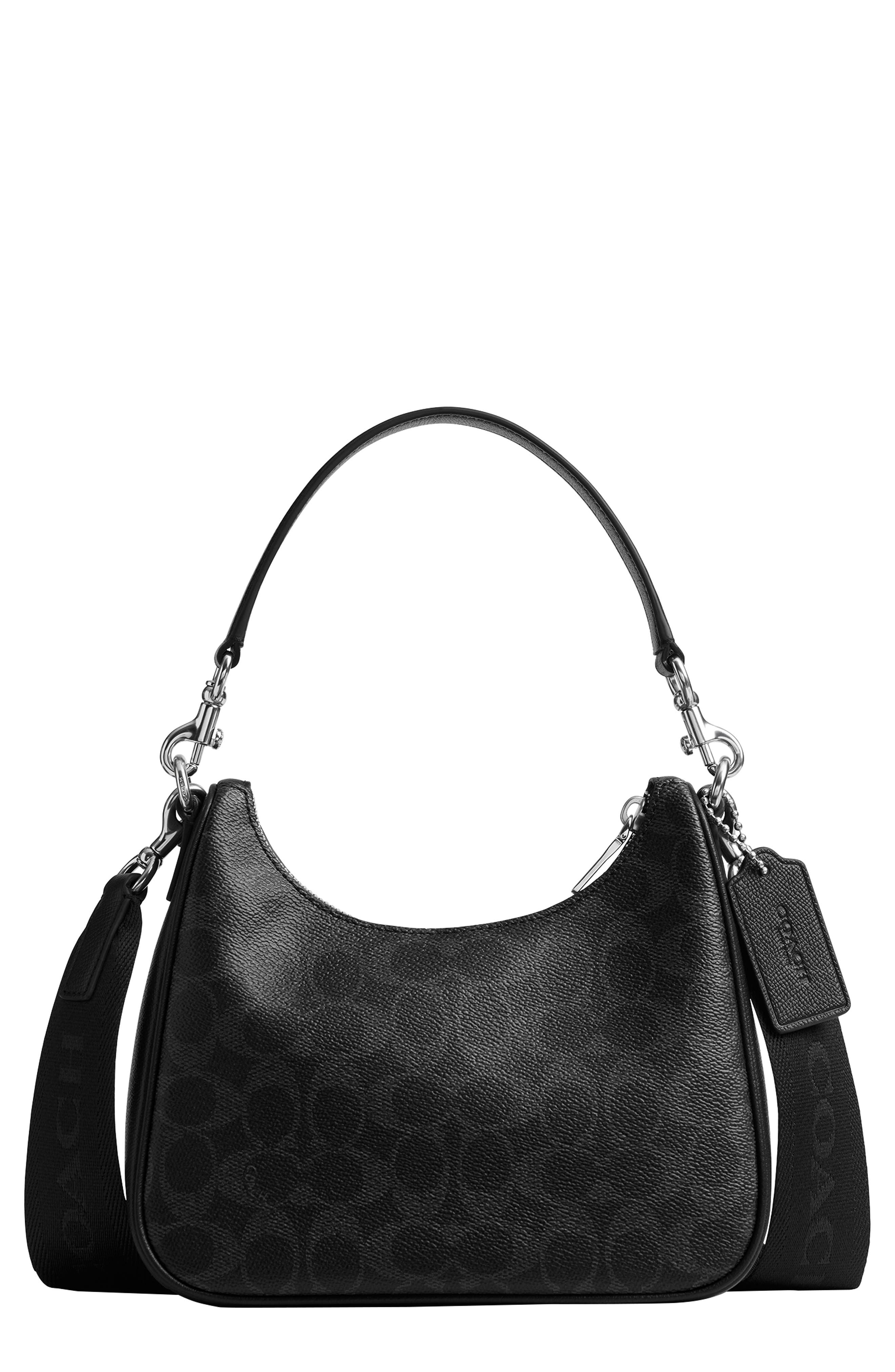 COACH Nolo Coated Canvas Hobo Bag, Main, color, Black Signature
