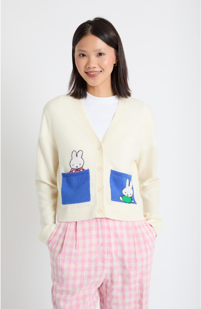 Chinti & Parker Wool-Cashmere Miffy Pocket Play Cardigan, Alternate, color, Cream