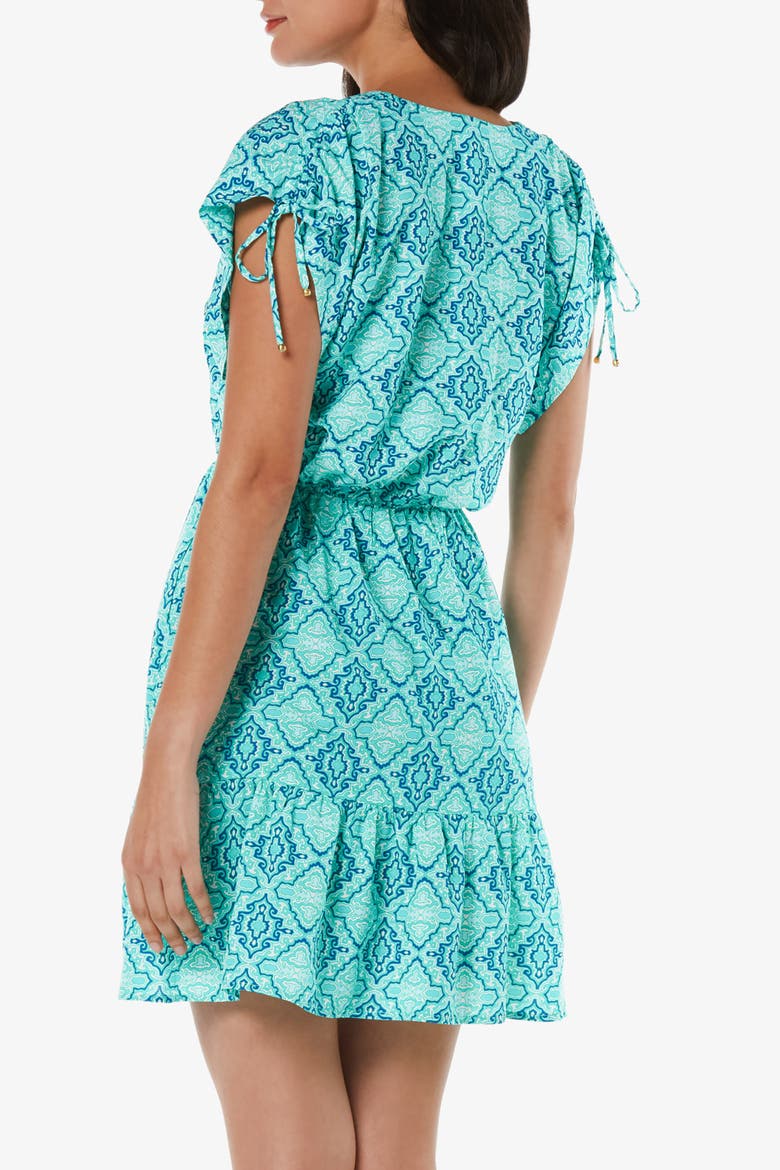 V-Neck Dress, Alternate, color, Marbella Tile