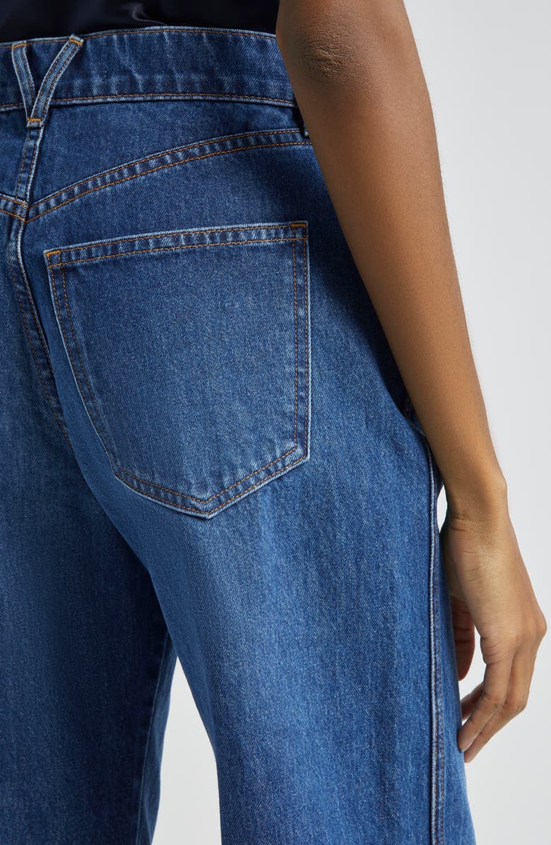 Veronica Beard Taylor Release Hem High Waist Ankle Wide Leg Jeans, Alternate, color, Bright Blue