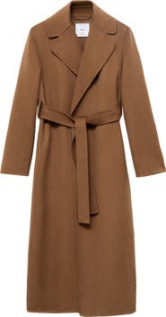 MANGO Wool Blend Wrap Coat