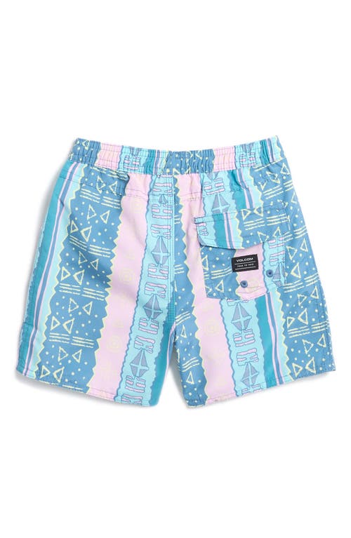 Shop Volcom Kids' Rashguard Top & Swim Shorts Set In Grey Wash