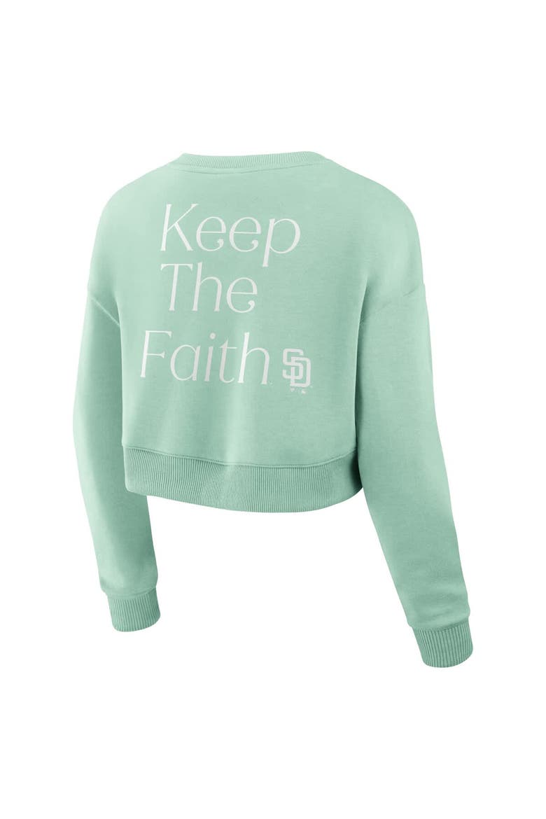 Women's Fanatics Mint San Diego Padres Studio Cropped Pullover Sweatshirt, Alternate, color, Mint
