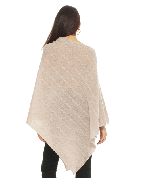 Monticelli Cashmere Pure Cashmere Textured Knit Poncho In Sand