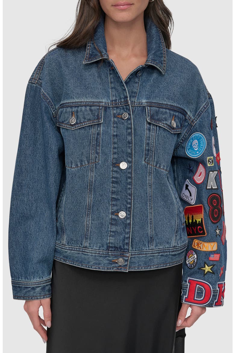 Patch Detail Denim Trucker Jacket, Main, color, LUDLOW WASH
