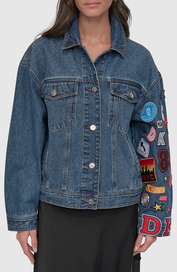 DKNY Patch Detail Denim Trucker Jacket | Nordstrom