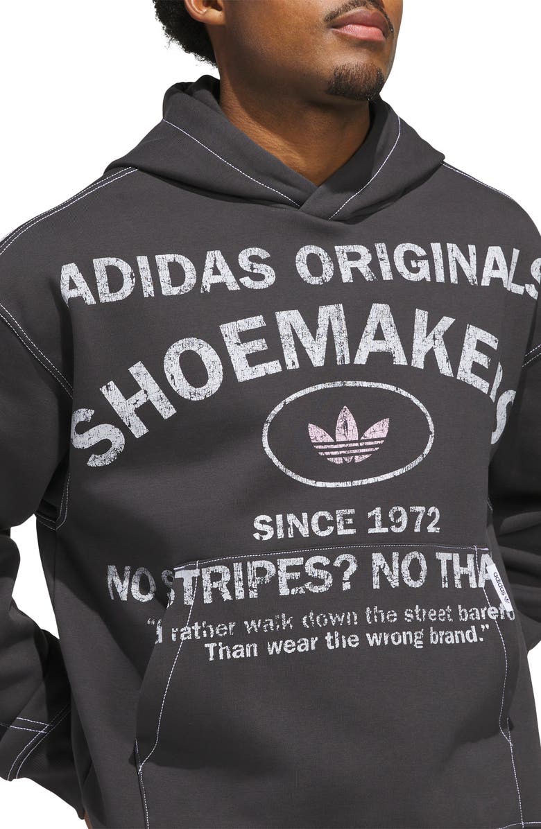 adidas Shoemaker Loose Fit Graphic Hoodie, Alternate, color, Utility Black