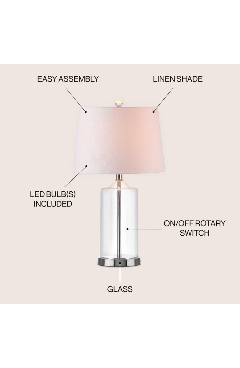 JONATHAN Y Walsh Glass LED Table Lamp, Alternate, color, Clear/Chrome