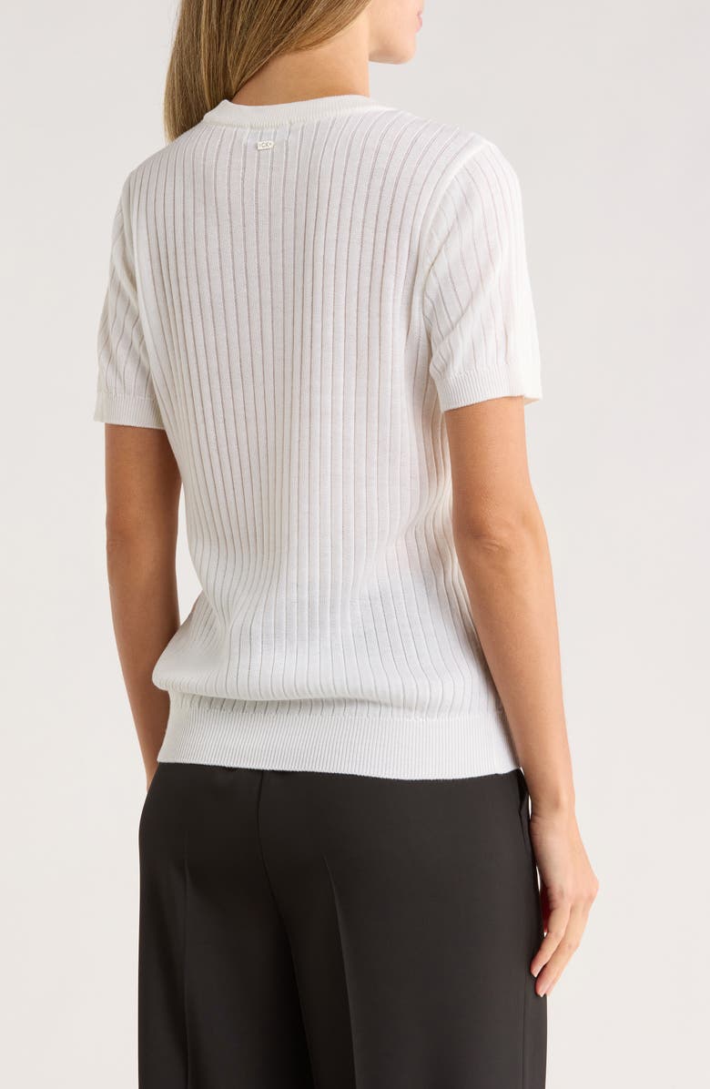 Calvin Klein Rib Short Sleeve Sweater, Alternate, color, Cream
