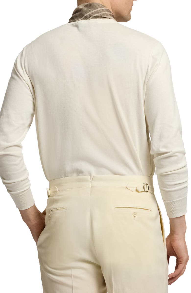 Ralph Lauren Purple Label Cotton Crewneck Sweater, Alternate, color, Classic Cream