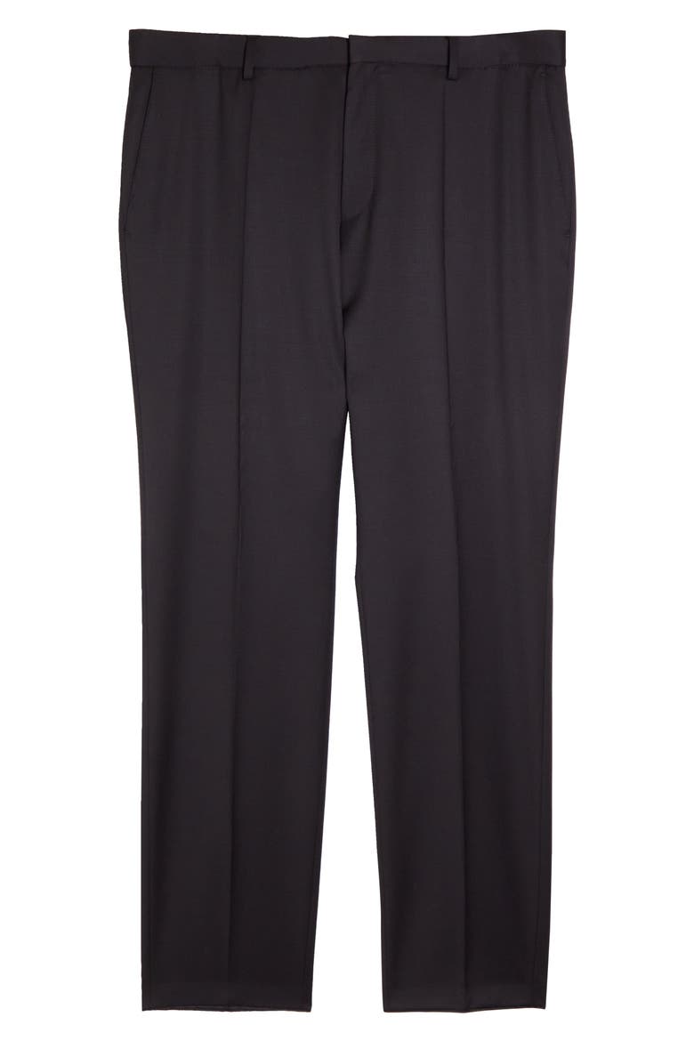 Genius Slim Fit Flat Front Wool Dress Pants, Main, color, BLACK