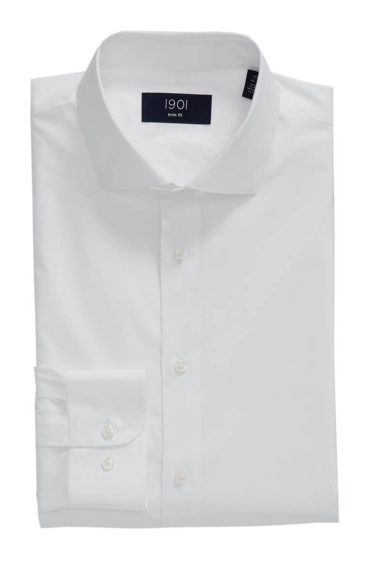Trim Fit Solid Dress Shirt, Alternate, color, WHITE