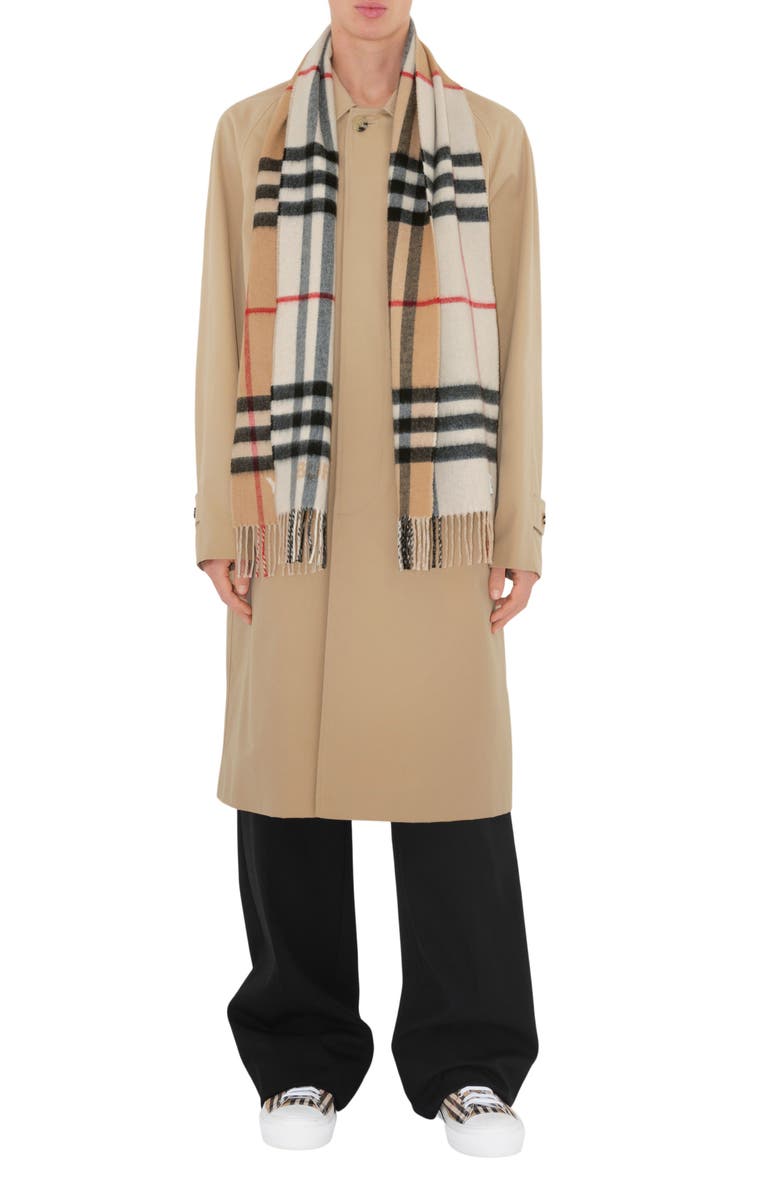Burberry Giant Split Check Cashmere Scarf, Alternate, color,