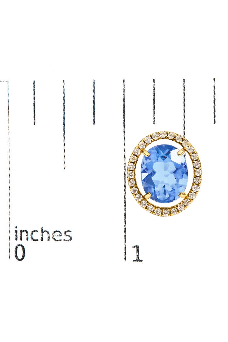 18K Yellow Gold 8X10 MM Blue Fluorite Oval and 1/2 Cttw Diamond Halo Stud Earrings, Alternate, color, Yellow Gold