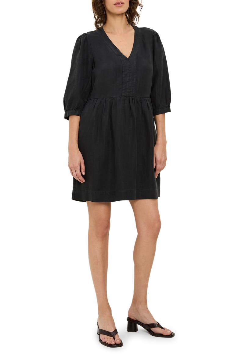 Brielle Linen Blend Minidress, Main, color, BLACK