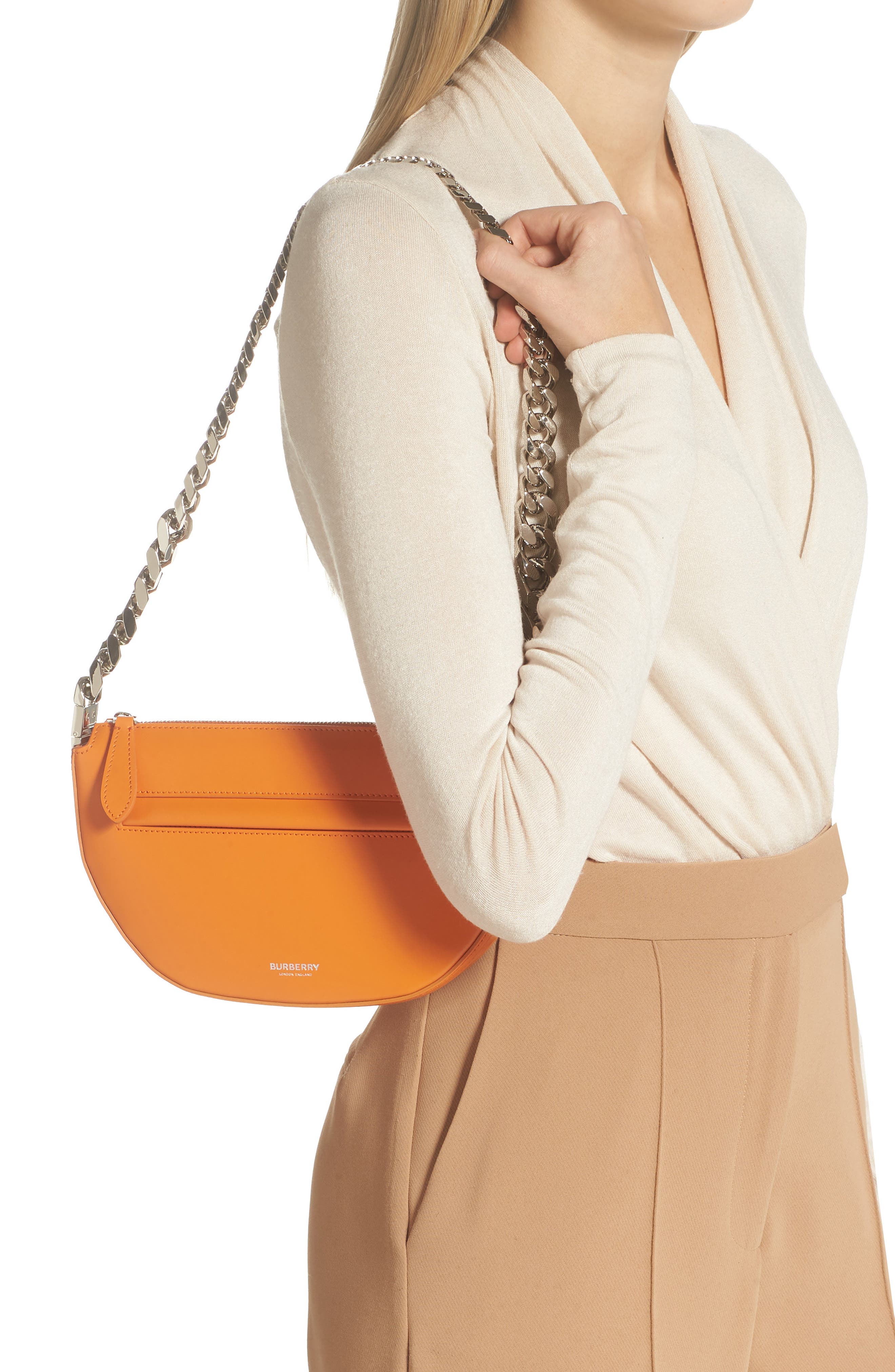 Burberry Mini Olympia Leather Shoulder Bag, Alternate, color, 