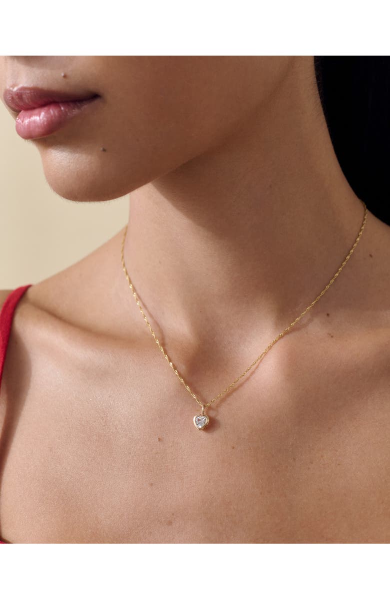 Edge of Ember Solid Gold Heart White Sapphire Necklace, Alternate, color, Metallic Gold