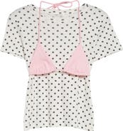 Sandy Liang Effie Bikini Top Layered Pointelle Baby Tee