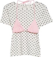 Sandy Liang Effie Bikini Top Layered Pointelle Baby Tee
