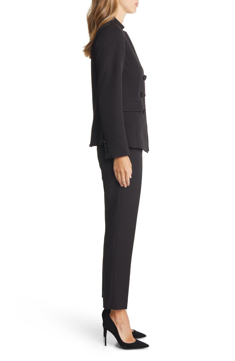 Tahari ASL Solid Faux Double Breasted Blazer Pantsuit, Alternate, color, 