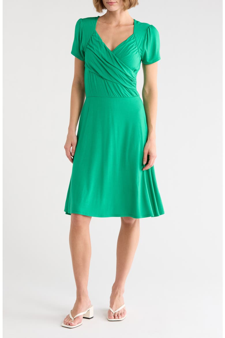 Draped Surplice Flare Dress, Main, color, KELLY