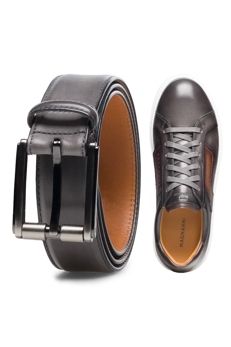 Dali Leather Belt, Alternate, color, GREY