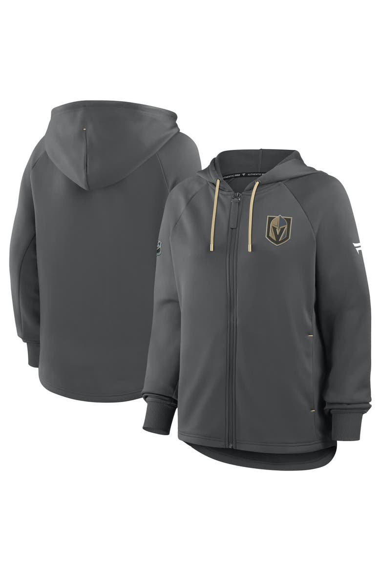 Women's Fanatics Black Vegas Golden Knights Authentic Pro Rink Raglan Full-Zip Hoodie, Alternate, color, Black