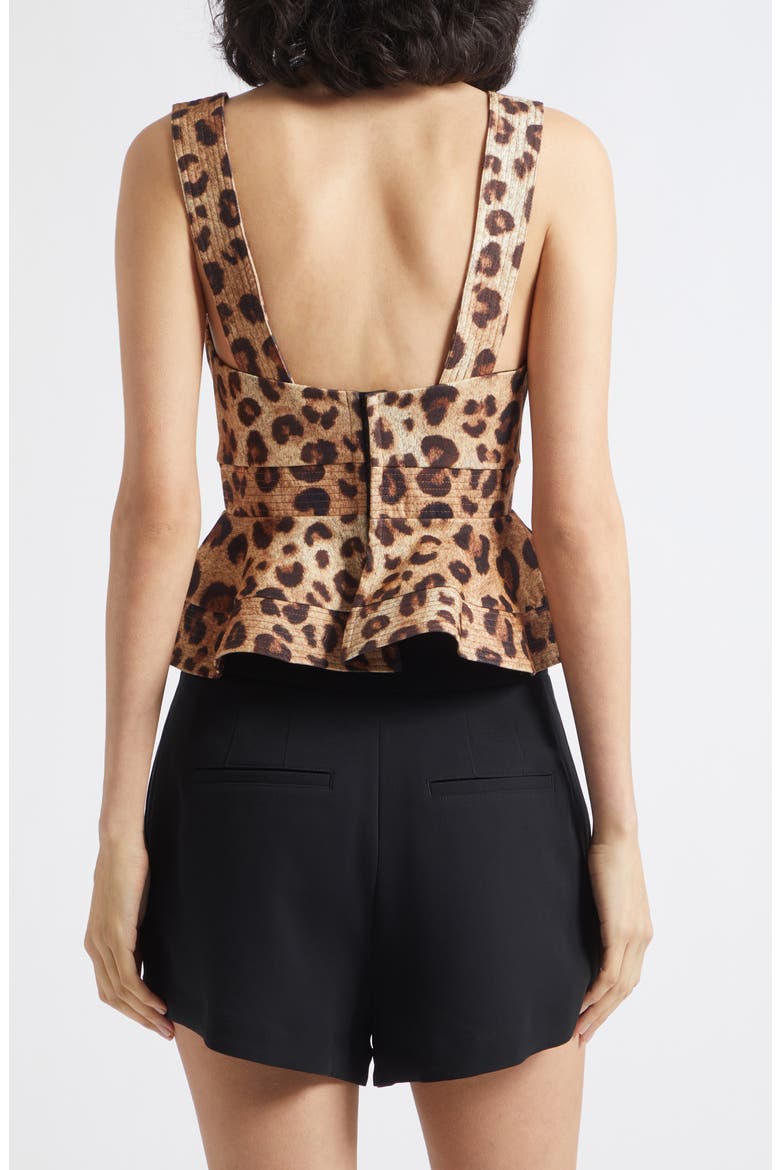 Rema Leopard Print Bustier Peplum Top, Alternate, color, NEUTRAL