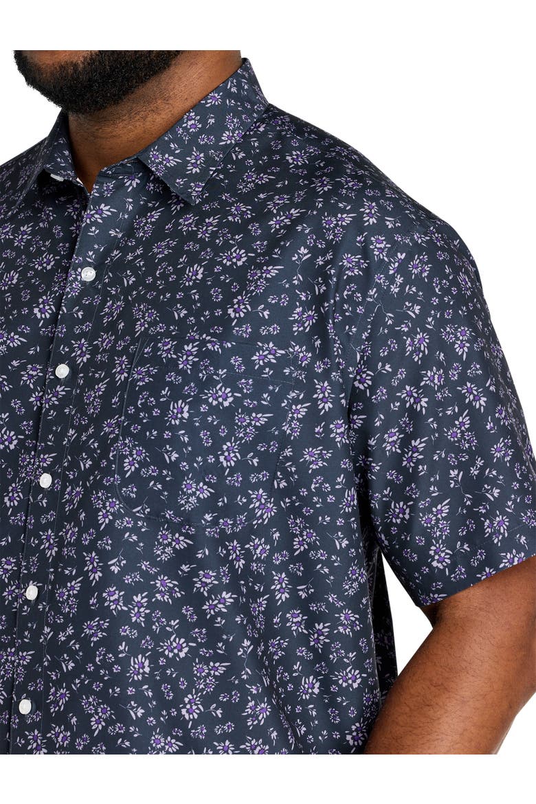 Big & Tall Microfiber Floral Sport Shirt V2, Alternate, color, BLACK