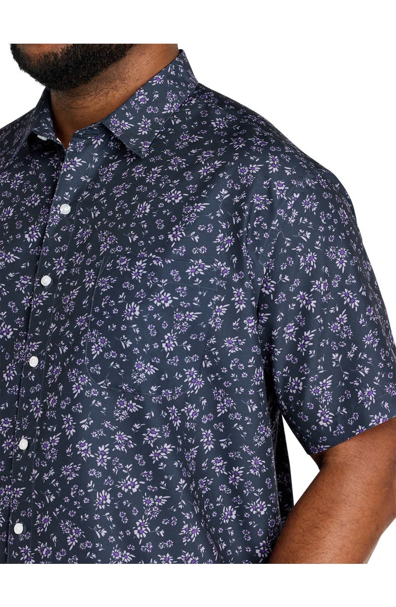 Harbor Bay by DXL Big & Tall Microfiber Floral Sport Shirt V2, Alternate, color, Black