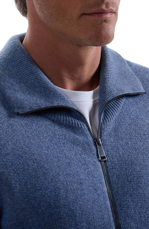 Bugatchi Wool Blend Zip Cardigan In Blue