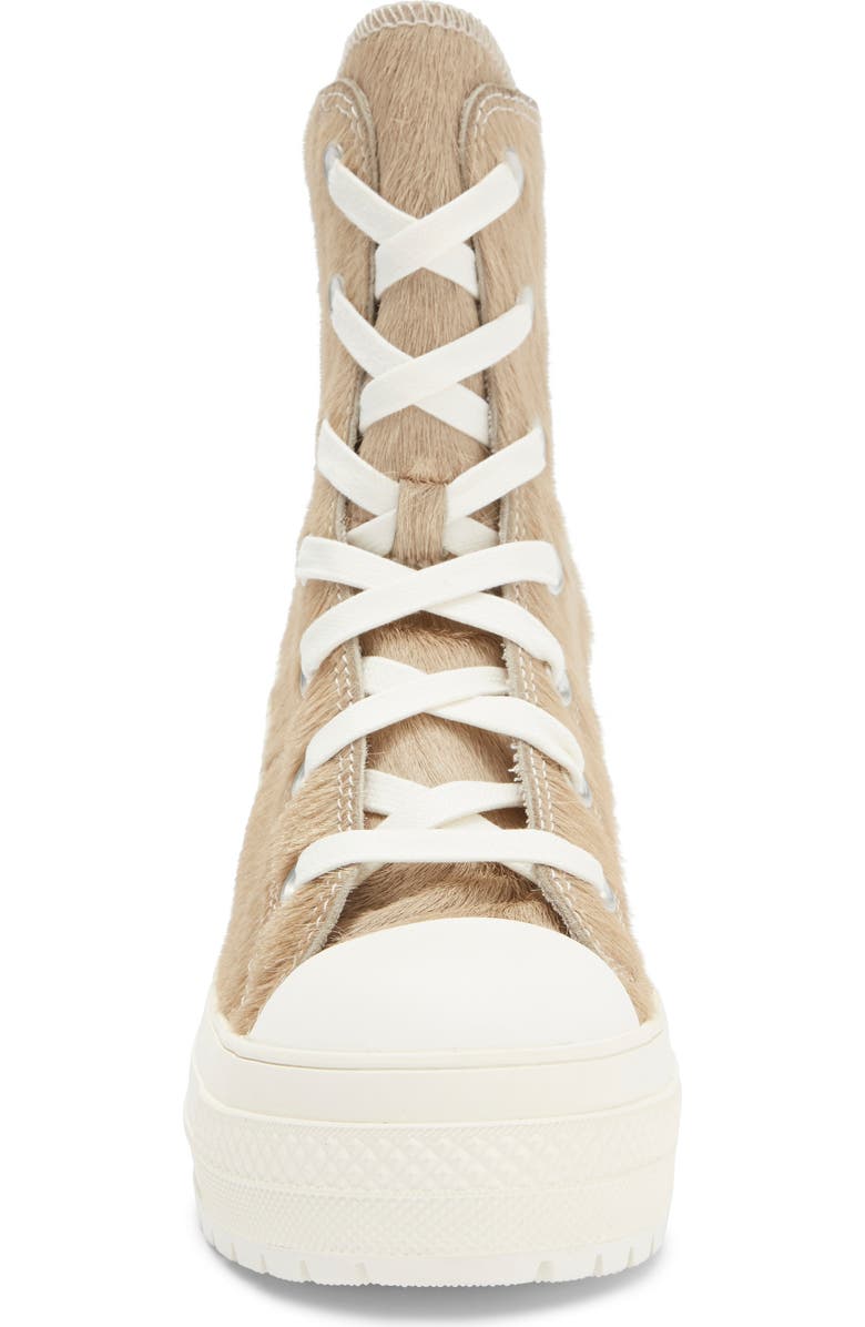 Converse Chuck 70 De Luxe Genuine Calf Hair Block Heel Sneaker, Alternate, color, Warm Clay/ Egret Calf Hair